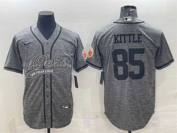 Men%27s San Francisco 49ers #85 George Kittle Gray With Patch Cool Base Stitched Baseball Jersey->san francisco 49ers->NFL Jersey